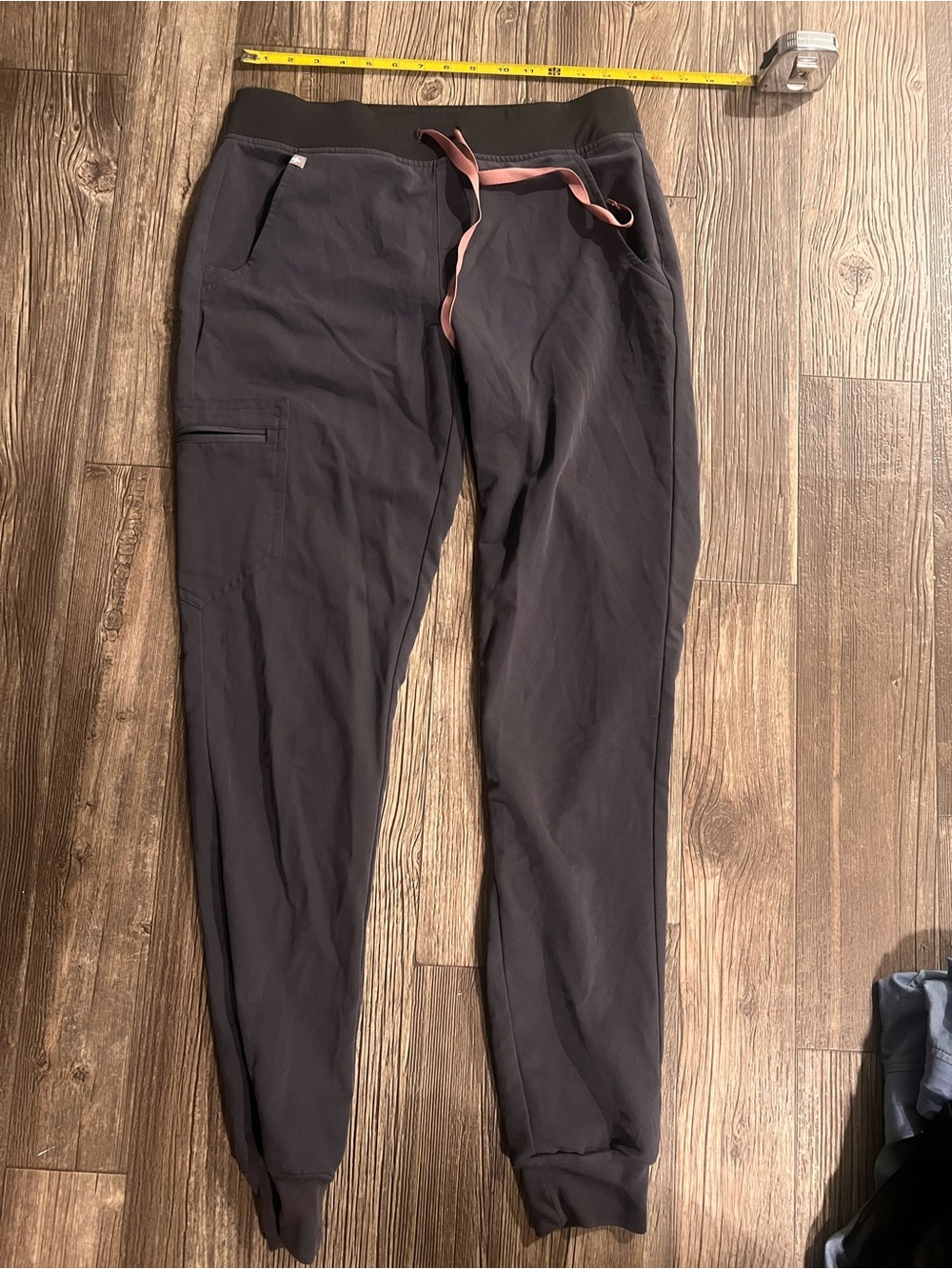 Figs Charcoal Joggers with Pink Drawstring